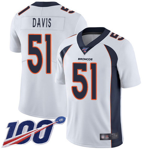 Men Denver Broncos #51 Todd Davis White Vapor Untouchable Limited Player 100th Season Football NFL Jersey->denver broncos->NFL Jersey